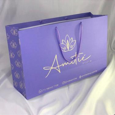 Imagem de Sacola 35 x 11 x 22 (Papel offset colorido 180g, alça cordão) - 50 uni