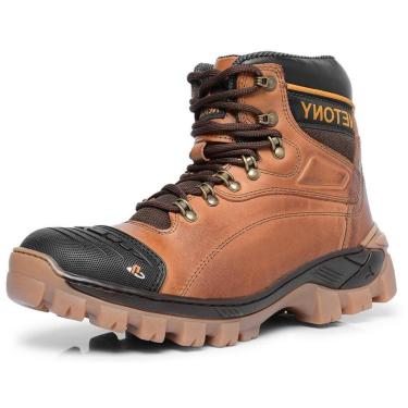 Imagem de Coturno Adventure Couro Masculino Ajuste Cadarço Solado Borracha Tratorado Biqueira Reforçada Macia-Masculino