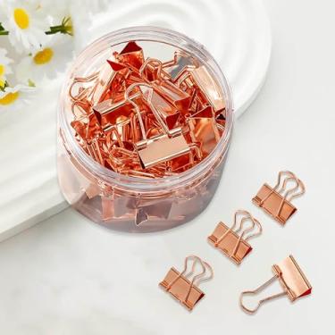 Imagem de 40 peças de clipes de fichário organizam o papel clipes de fichário de 0,75 polegadas grampos de papel suprimentos de mesa escolar e doméstica ouro rosa