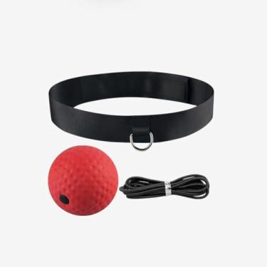 Imagem de Bola de reflexo de boxe com 4 níveis de dificuldade com 1 faixa de cabeça ajustável para reação de luta, coordenação olho-mão, velocidade de perfuração, agilidade - bola única vermelha - bolsa