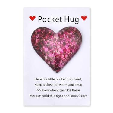 Imagem de Presente de símbolo de coração de abraço de bolso para mulheres, mulheres, filhas, presentes de aniversário de Natal para neta, mãe, tokens de longa distância para avó tia pensando em você, presente