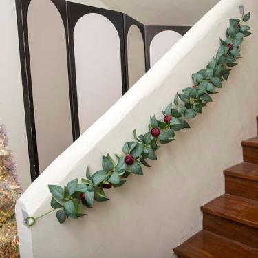 Imagem de Guirlanda artificial de rosas de videira decorativa para pendurar flores artificiais para parede, porta, janela, festa de casamento, decoração de casa