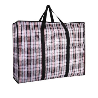 Imagem de Bolsas grandes e resistentes com zíper forte e alças confortáveis, sacos de armazenamento de roupas resistentes e duráveis, caixas de transporte para suprimentos universitários, listras pretas finas