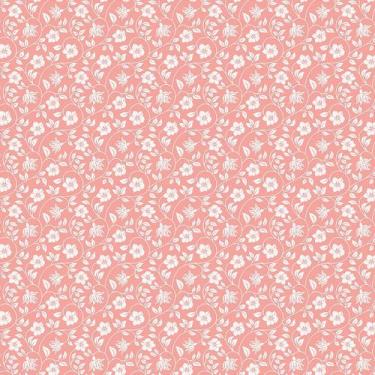Imagem de Tecido Tricoline Floral Sofia Fundo Rosa Chá - Peripan - 50 x 150 cm -