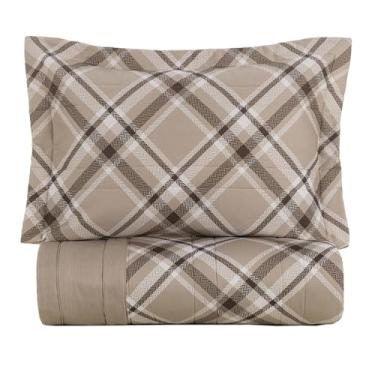 Imagem de Karsten Colcha King Percal 300 Fios, 100% Algodão, 260x290 cm, 3 Peças, Estampado (Benjamin - Xadrez Bege)