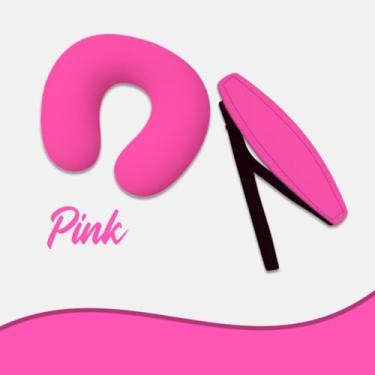 Imagem de Kit Almofada de pescoço e Faixa Apoio Suporte Cabeça de Bebê Cadeirinha Carro (Pink)