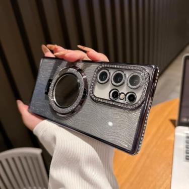 Imagem de Capa espelhada com gradiente de diamante e glitter para Samsung Galaxy S25 S23 Ultra S24 Fe S22 Plus A54 A55 A15 A35 (para Samsung S25Ultra/preto)