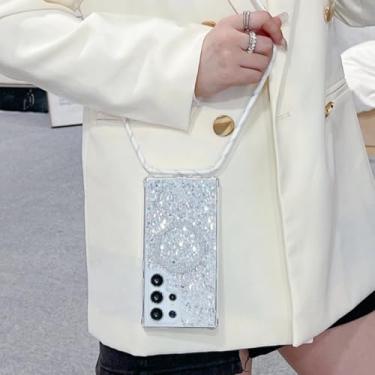 Imagem de Capa com alça transversal e glitter para Samsung Galaxy S22 S23 S24 Ultra S21 Fe A13 A33 A34 A35 A52 A53 A54 A55 (para Samsung S24 Plus/ClearCX GS)