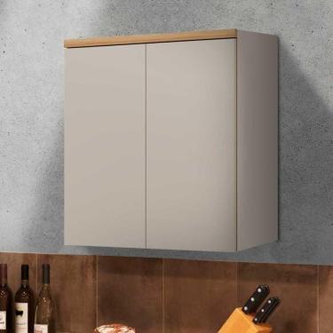 Imagem de Armário Cozinha Aéreo Allure 2 Portas 80cm Gris E Jequitibá