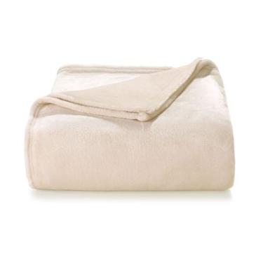 Imagem de Manta e Cobertor Solteiro Döhler Elise Microfibra, Bege