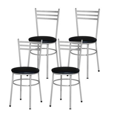 Imagem de Conjunto 4 Cadeiras Epoxi Cinza Para Cozinha Cor:preto
