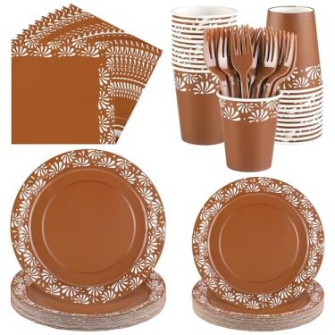 Imagem de Kochorie 144 peças Cielito Lindo decoração de festa, Platos De Barro Mexicanos Fiesta Conjuntos de utensílios de mesa descartáveis, pratos, guardanapos, copos, garfos, serve 24 para chá de bebê