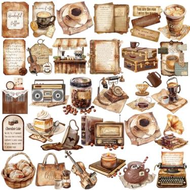 Imagem de SUSIHI Adesivos vintage de cafeteria, 50 peças transparentes PET retrô café estético adesivos impermeáveis para diários, álbuns, laptops, garrafas de água, presentes para adultos e adolescentes