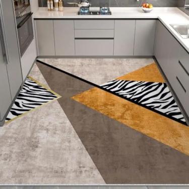 Imagem de Tapetes de estilo minimalista para sala de estar, cozinha, tapete de chão, área grande, varanda, tapete de couro de PVC para casa (60x180 cm/E)