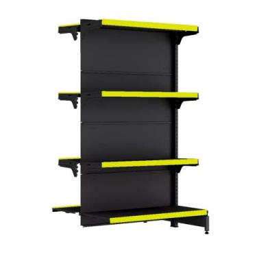 Imagem de Gondola Centro 137 FIT Continuação Preto 8 Bandeja Pe Amarelo - AMAPÁ