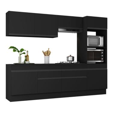 Imagem de Armário De Cozinha Completa 5 Peças Com Rodapé Mp2180 Made Multimóveis Preto Preto