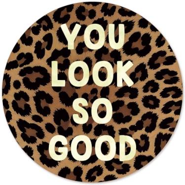 Imagem de Yetmadi Tapete de rato redondo de leopardo divertido, You Look So Good Cheetah, base antiderrapante, presente, presentes inspiradores, proteção de mesa, tapete de rato para escritório, computador