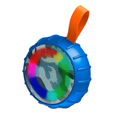 Imagem de Mini Caixa de Som Bluetooth Portátil à Prova D'água, LED RGB, 8W, 11.6x11.6x4.9cm, Bateria 1200mAh, Compatível com Cartão SD (Azul)