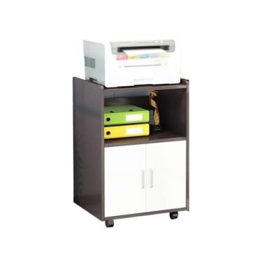 Imagem de Armário de Arquivos Prateleira removível para escritório, prateleira para impressora, arquivo, de armazenamento multicamadas com porta, mesa, armário lateral(Preto)