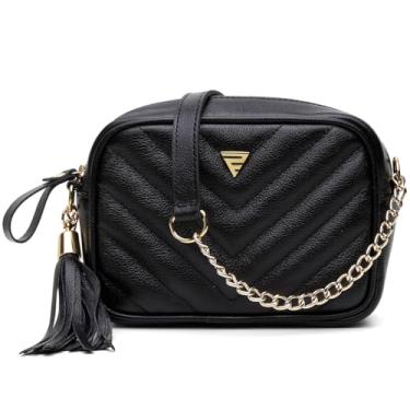 Imagem de Bolsa Feminina de Couro Legítimo Ronco Ferraro Jhully Modelo Premium (Preto)