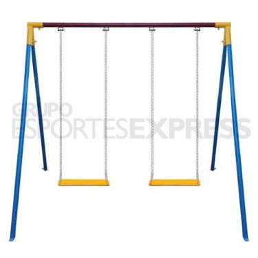 Imagem de Balanço Infantil Tradicional Duplo em Aço Colorido Cód. 0871 - Esporte