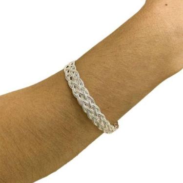 Imagem de Pulseira Bracelete 6 Fios Trançada Folheada Prata 925 - Papillon Semi 