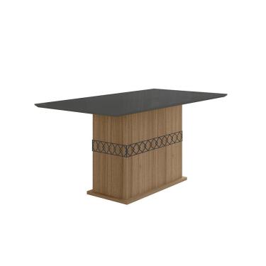 Imagem de Mesa de Jantar 6 Lugares Tampo com Vidro Lagos Carvalho Grafite