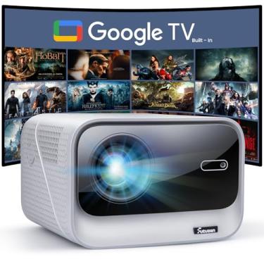 Imagem de 【1000 ANSI/Google TV/Netflix】Projetor inteligente 4K com WiFi e Bluetooth, projetores externos com foco automático, proyector de Wi-Fi para jogos de filme, celular, para quarto/casa