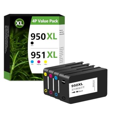 Imagem de Pacote combo de cartuchos de tinta 950XL 951XL para HP 950 951 pacote combo de cartuchos de tinta para OfficeJet Pro 8600 8610 8615 8620 8100 8630 8660 8640 276DW 251DW (pacote com 4, preto ciano