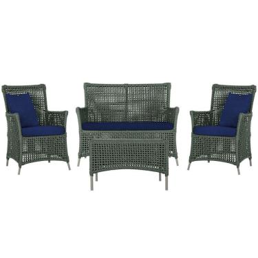 Imagem de Jogo Sofá 2 Poltronas e Mesa Igapó Fendi E10 Trama Original Verde