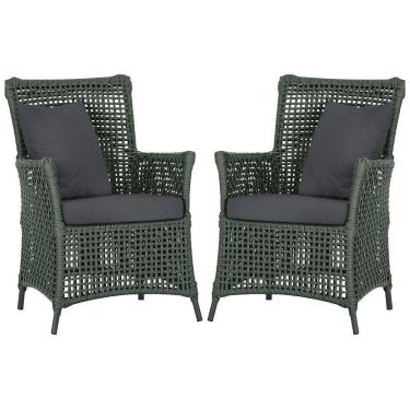 Imagem de Poltronas Igapó Alumínio Pintura Preta Corda Náutica E11 Verde