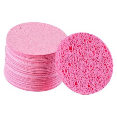 Imagem de Ysyqkn 50 esponjas faciais comprimidas para limpeza facial, itens essenciais de beleza e cuidados com a pele para viagem, removem a maquiagem suavemente, Formato Redondo