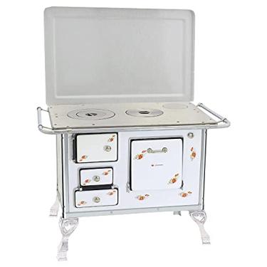 Imagem de Fogão a Lenha Tradicional Venâncio 01 com Tampa Branco Florido 1dftbr