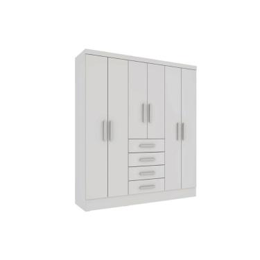 Imagem de Guarda Roupa 6 Portas Arizona C- E 4 Gavetas Branco-neve - Tcil Móveis