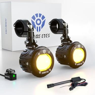 Imagem de Future Eyes Luzes de neblina LED para motocicletas, holofotes auxiliares de direção de 120 W com rotação de 360°, farol alto/baixo, luzes off-road impermeáveis para passeios noturnos, quadriciclos
