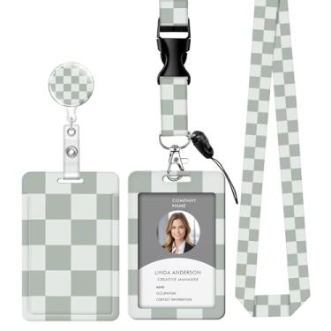 Imagem de Cordão retrátil para crachá de identificação com clipe e chaveiro, ajustável, bonito carretel de separação, durável, perfeito para mulheres enfermeiras, professoras, trabalhadoras de escritório