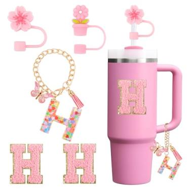 Imagem de Conjunto de acessórios para copo Stanley Cup 850.5 g 1,134.0 g copo com alça, incluindo tampa de palha, pingente de alça, adesivo 5 peças (H)