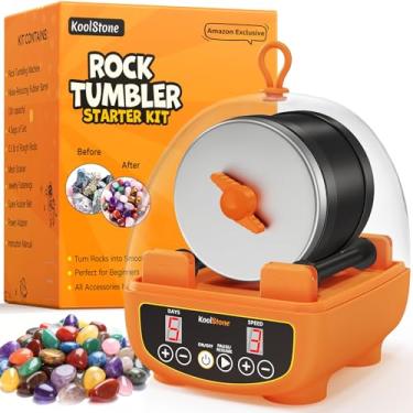 Imagem de C5 Starter Rock Tumbler Kit - Dual Noise-Reduction Design, Adjustable Timer & Speed with Full Accessories & Memory Function, Complete STEM Rock Polishing Kit for Kids - Beginners' Best Choice