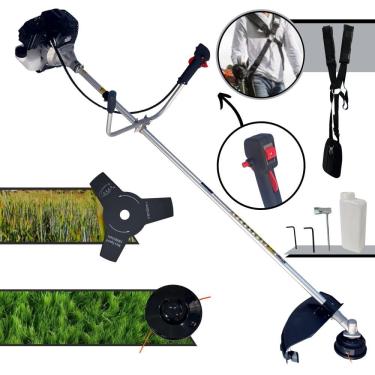 Imagem de Roçadeira Multifunções RT43LB25A Toyama À Gasolina 43cc Motor 2T 1,7HP Alta Rotação Podador de Grama Completo Com Carretel de Nylon + Faca 3 Pontas