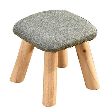 Imagem de Banqueta estofada para sapatos domésticos banco de sofá de tecido confortável e respirável sedentário não está cansado banco de madeira maciça rolamento 100 kg 28 x 28 x 28 cm (cor: verde claro)