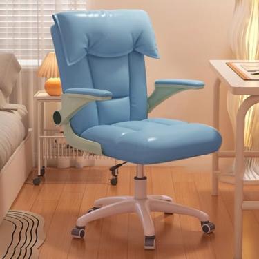 Imagem de LULUMAIC Cadeira de escritório, cadeira de escritório ergonômica com suporte lombar, apoios de braços dobráveis, cadeira de estudo giratória, cadeira de trabalho giratória, cadeira de jogos de altura