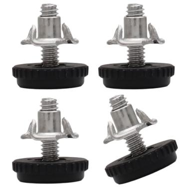 Imagem de Kyuionty Pacote com 4 niveladores de móveis ajustáveis de 1/10.2 cm-20 com porcas em T, pés de nivelamento roscados, niveladores de mesa de aço inoxidável rosqueados para cadeiras/pernas de bancos