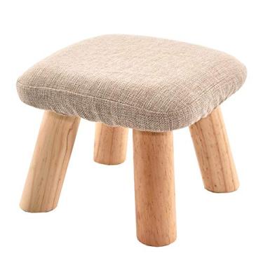 Imagem de Banqueta estofada de madeira maciça banco de sofá confortável e respirável pano pequeno rolamento 100 kg banco de sapato 28 x 28 x 21 cm (cor: cinza)