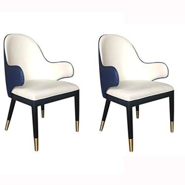 Imagem de Cadeira de jantar, cozinha, sala de jantar, móveis, cadeiras, 2 peças, couro PU, encosto alto, assento macio, cadeira de jantar com pés antiderrapantes e apoio de braço para sala de estar, quarto