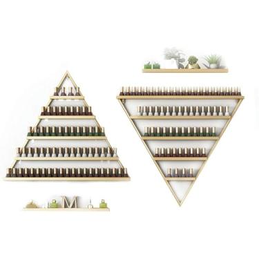 Imagem de ZDJZMGZ Prateleiras de armazenamento de esmalte de parede de metal, prateleiras triangulares para exibição de cosméticos, organizadores de óleos essenciais para armazenamento de garrafas de esmalte