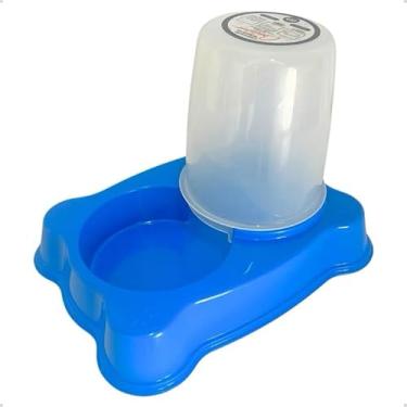 Imagem de Kit Comedouro Bebedouro Para Cães e Gatos Dupla Função 1,35 kg Ração/1,5 Litros (01 UNIDADE - LIGHT AZUL)