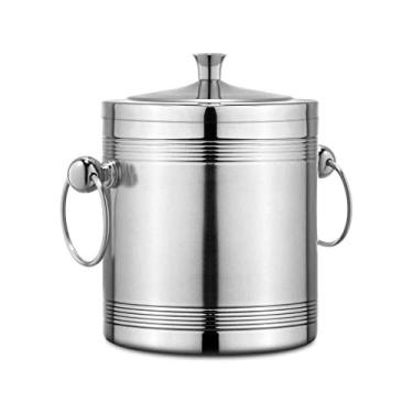 Imagem de Balde de gelo comercial champanhe, balde de gelo isolado de aço inoxidável com tampa, recipiente de resfriamento de bebidas, adequado para festas, uso em bar