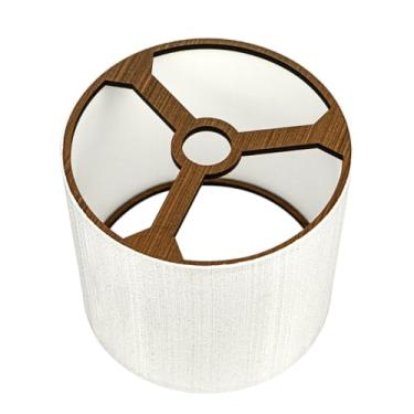 Imagem de Cúlpula Abajur Luminária Decoração De Casa Rústica 20x18 Cm Maderial Artesanal Tecido Cor Crú/Clara Modelo Retrô