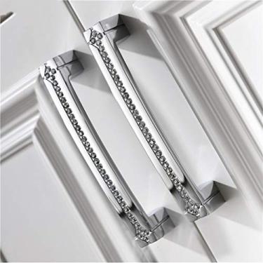 Imagem de Maçanetas de armário 24K ouro verdadeiro cristal tcheco puxador de porta puxadores de móveis puxadores nunca desbotam acessórios de móveis dourados e cromados (cor: E, tamanho: 146 mm)