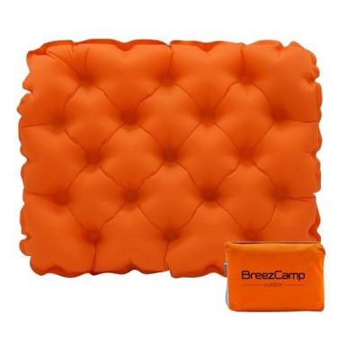 Imagem de BreezCamp Almofada de assento inflável, almofada de assento leve para estádio, acessórios de acampamento, almofada de cadeira para viagens de avião, caminhadas, escalada, casa e escritório, laranja